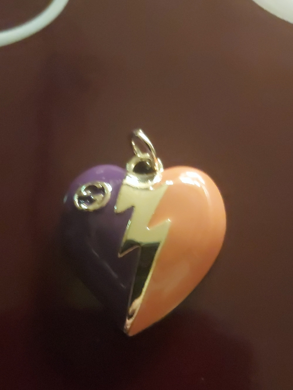 Gucci Heart Lightning Enamel Pendant - Purple & Orange